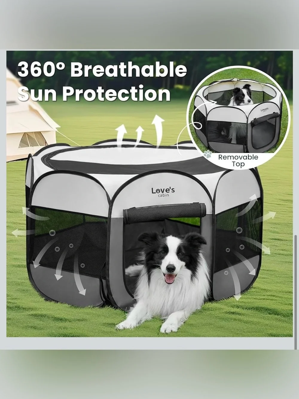 Love’s Cabin Portable Small Pet Playpen - Gray & Black! New w/o tag! Never used!